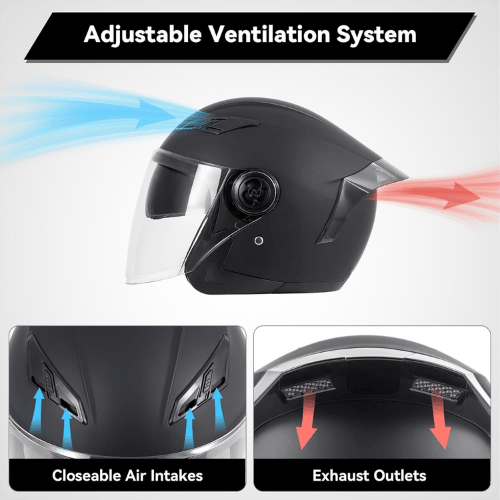 Adult 3/4 Open Face Metropolitan Helmet – Integrated Double Visor
