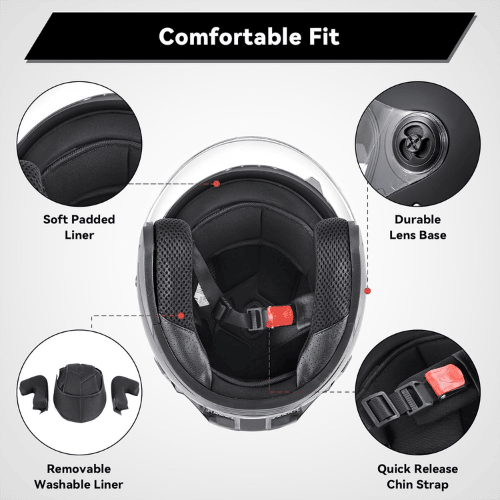 Adult 3/4 Open Face Metropolitan Helmet – Integrated Double Visor