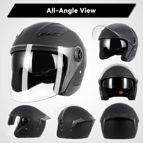 Adult 3/4 Open Face Metropolitan Helmet – Integrated Double Visor