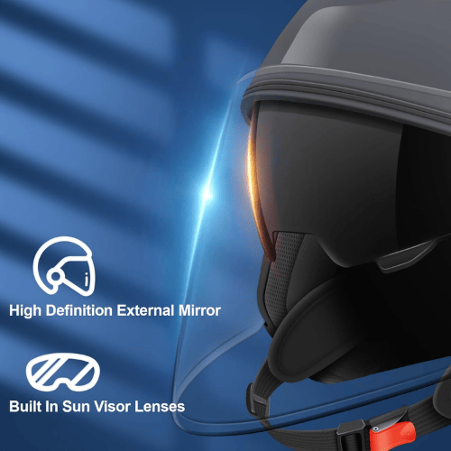 Adult 3/4 Open Face Metropolitan Helmet – Integrated Double Visor