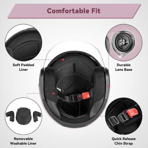 Adult 3/4 Open Face Metropolitan Helmet – Integrated Double Visor