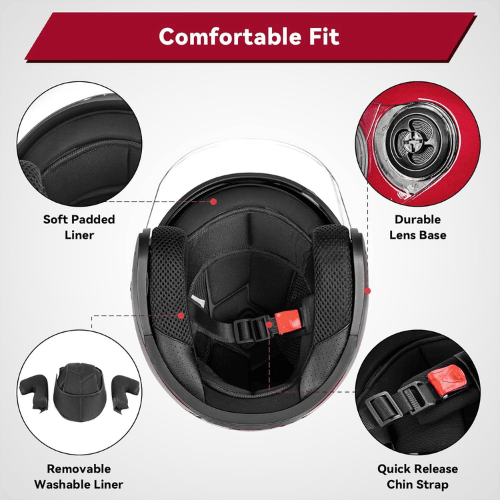 Adult 3/4 Open Face Metropolitan Helmet – Integrated Double Visor