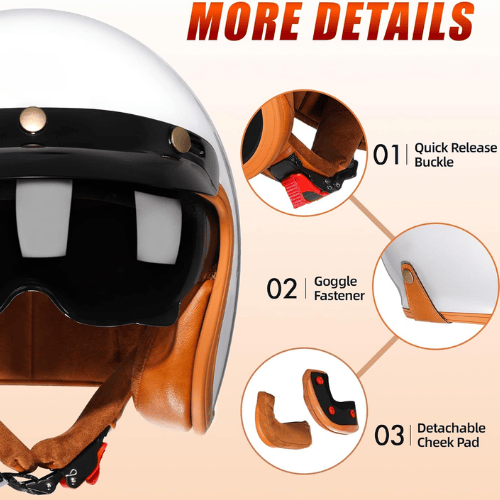 Retro 3/4 Open Face Tactical Helmet – Internal UV-Shield & Modular Snap System