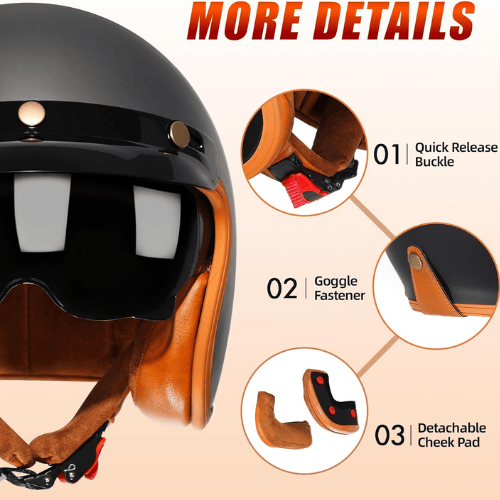 Retro 3/4 Open Face Tactical Helmet – Internal UV-Shield & Modular Snap System